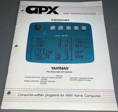 APX - Atari Program Exchange - Yahtman Manual